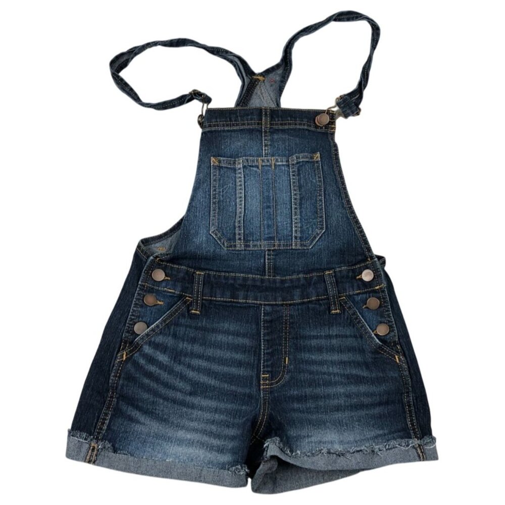 No Boundaries Juniors size 3-5 Shortalls Small Blue Denim Bib Cuffed Casual Summ